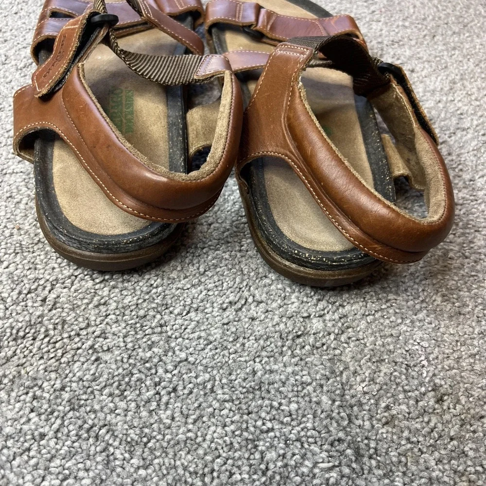 Sebago Docksides Sandals Mens Size 13 Brown‎ Leather Adjustable Slip On Comfort